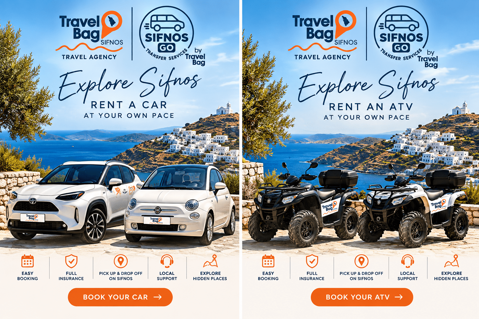 Car and ATV rental coming soon with Travelbag Sifnos