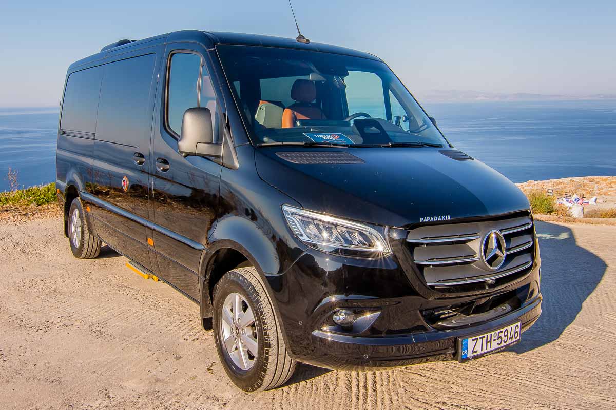 Mercedes-Benz Sprinter VIP 12-seater minibus used for private group transfers in Sifnos